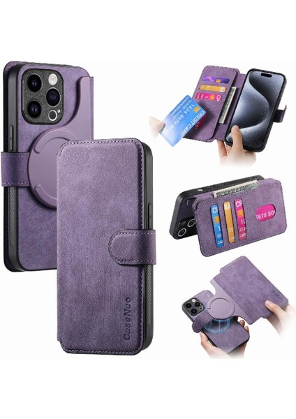 IPhone 15 Için Flip Case Pro Retro Kart Standı Cüzdan Mıknatıs Koruyucu (Yurt Dışından)
