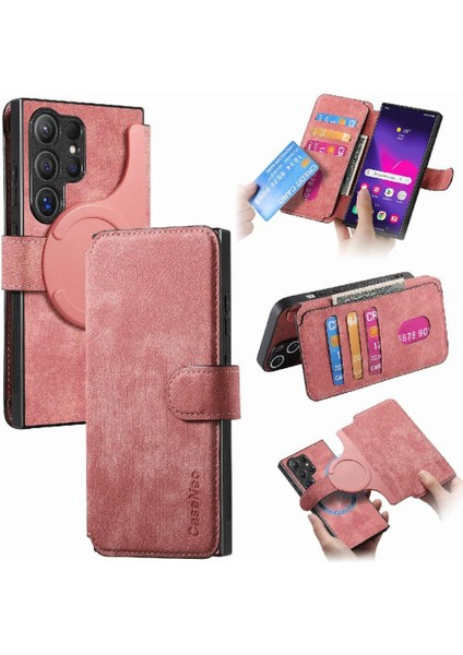 Samsung Galaxy S24 Ultra Cüzdan Mıknatıs Koruyucu Malzeme Için Flip Case (Yurt Dışından)