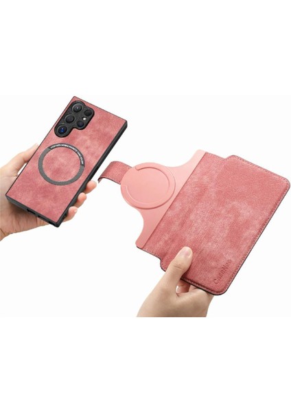 Samsung Galaxy S24 Ultra Cüzdan Mıknatıs Koruyucu Malzeme Için Flip Case (Yurt Dışından)