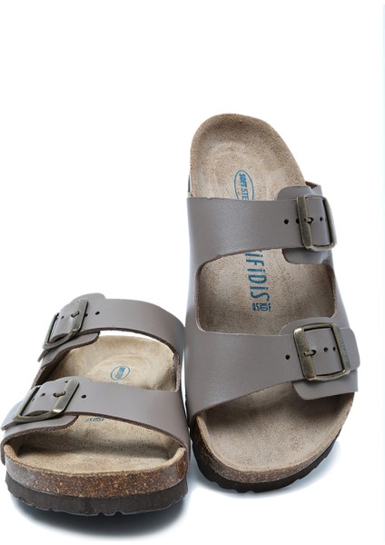 K10260DK Kifidis Soft Step Kadın Çift Bantlı Deri Mantar Terlik 36-41