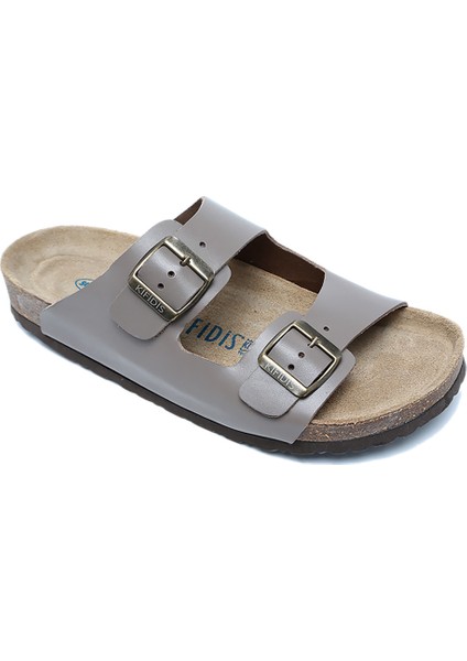 K10260DK Kifidis Soft Step Kadın Çift Bantlı Deri Mantar Terlik 36-41
