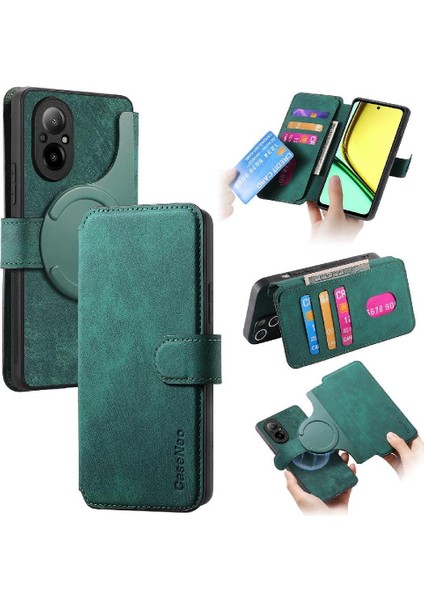 Realme C67 4g Cüzdan Retro Mıknatıs Koruyucu Malzeme Kartı Için Flip Case (Yurt Dışından)