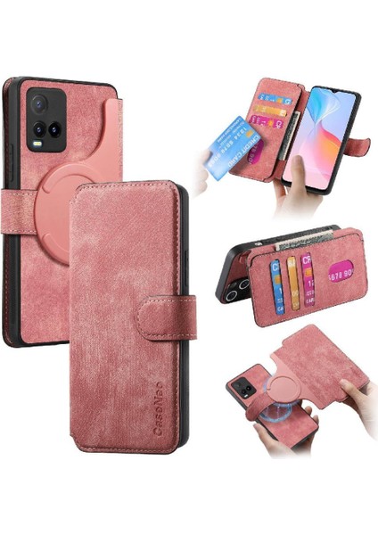 Vıvo Y21S Retro Kart Standı Cüzdan Mıknatıs Koruyucu Malzeme Için Flip Case (Yurt Dışından)