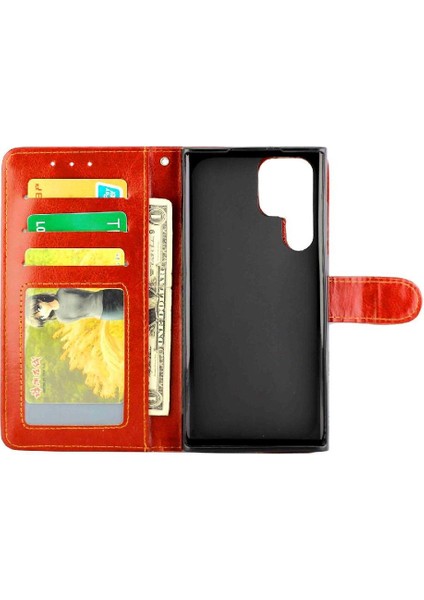 Samsung Galaxy S22 Ultra 5g Manyetik Kapatma Pu Deri Kart Için Flip Case (Yurt Dışından)