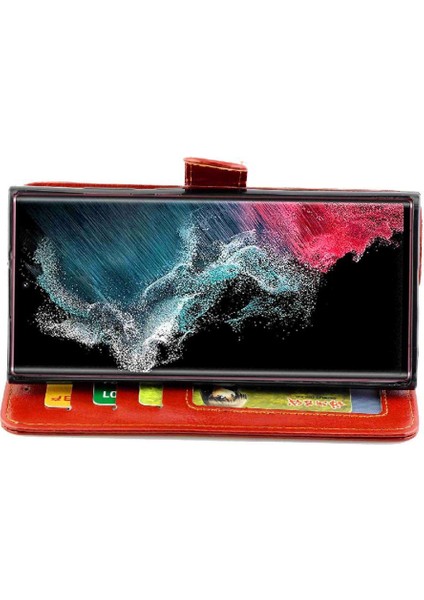 Samsung Galaxy S22 Ultra 5g Manyetik Kapatma Pu Deri Kart Için Flip Case (Yurt Dışından)