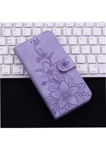 Tecno Camon 30 Pro Kickstand Manyetik Kabartmalı Zambak Cüzdan Için Flip Case (Yurt Dışından)