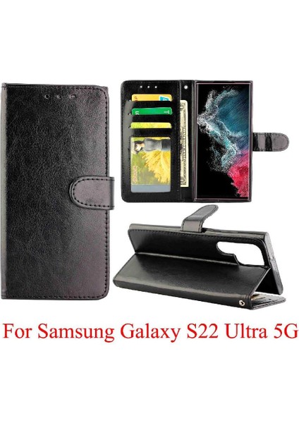 Samsung Galaxy S22 Ultra 5g Manyetik Kapatma Pu Deri Kart Için Flip Case (Yurt Dışından)