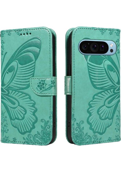 Kredi Kartı Yuvası Yüksek Kaliteli Deri ile Google Pixel 9 Için Flip Case (Yurt Dışından)