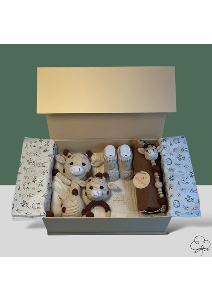 Baby Pinguini  Bebek Hediye Kutusu / Kişiselleştirilebilir Babyshower Yenidoğan Hediye Seti - Giraffe Box2