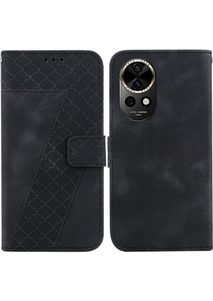 Telefon Kılıfı Için Huawei Nova 12 Kabartmalı Desen Cüzdan Pu Deri Flip Kart (Yurt Dışından)