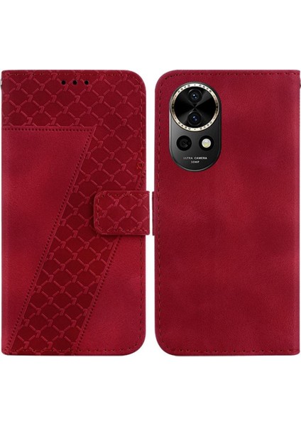 Telefon Kılıfı Için Huawei Nova 12 Kabartmalı Desen Cüzdan Pu Deri Flip Kart (Yurt Dışından)