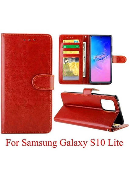 Samsung Galaxy S10 Lite Pu Deri Manyetik Kapatma Kartı Için Flip Case (Yurt Dışından)