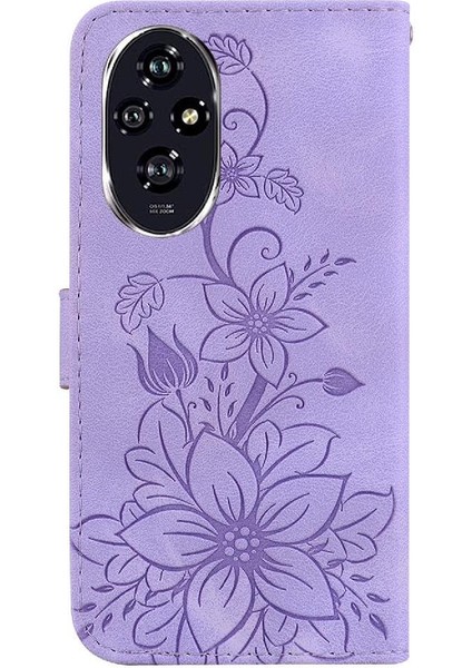 Onur Için Flip Case 200 5g Kabartmalı Zambak Cüzdan Kickstand Kart Tutucu (Yurt Dışından) indirimleri