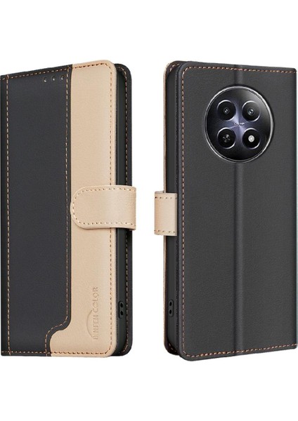 Realme 12 5g Kickstand Rfıd Engelleme Kart Yuvaları Tutucu Flip Case (Yurt Dışından)