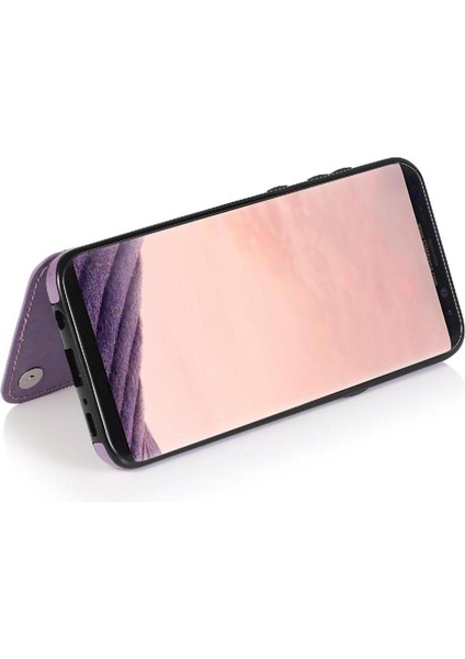 Samsung Galaxy S8 Çift Düğmeler Desen Için Kart Tutucu Kılıf ile Cüzdan (Yurt Dışından)