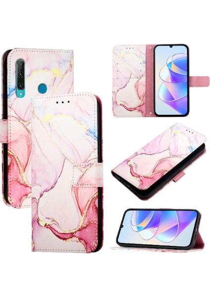 Huawei P Akıllı Artı 2019 Cüzdan Pu Deri Kickstand Mermer (Yurt Dışından)