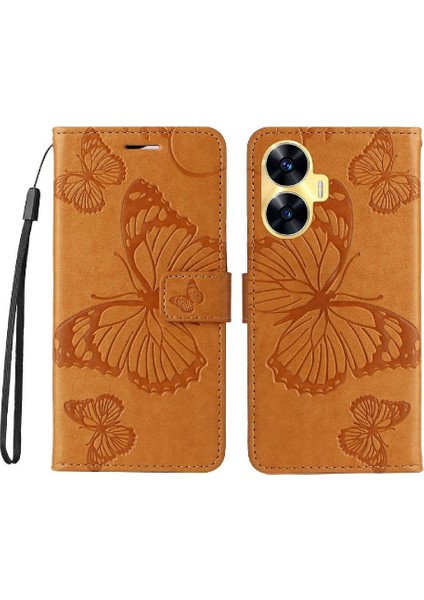 Kart Yuvası Standı Manyetik ile Realme C55 4g Flip Kickstand Için Flip Case (Yurt Dışından)