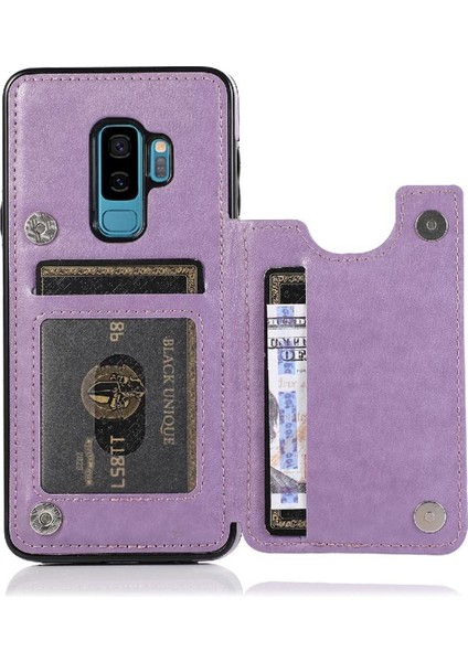 Samsung Galaxy S9 Çift Düğmeler Için Kart Tutucu Kılıf ile Cüzdan Pu Çevirin (Yurt Dışından)