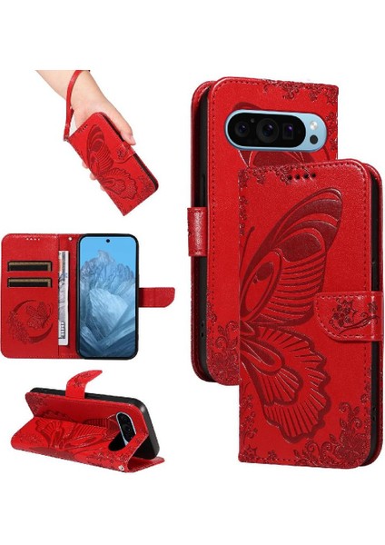 Kredi Kartı Yuvası Yüksek Kaliteli Deri ile Google Pixel 9 Için Flip Case (Yurt Dışından) modelleri