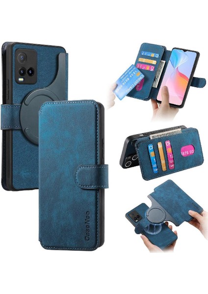 Vıvo Y21S Retro Kart Standı Cüzdan Mıknatıs Koruyucu Malzeme Için Flip Case (Yurt Dışından)