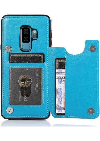 Samsung Galaxy S9 Çift Düğmeler Için Kart Tutucu Kılıf ile Cüzdan Pu Çevirin (Yurt Dışından)