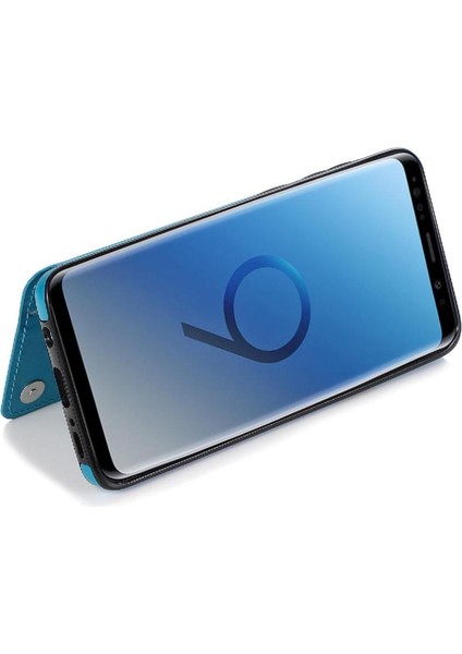 Samsung Galaxy S9 Çift Düğmeler Için Kart Tutucu Kılıf ile Cüzdan Pu Çevirin (Yurt Dışından)