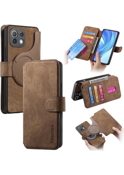Xiaomi 11 Lite Için Flip Case Retro Cüzdan Kart Standı Mıknatıs Koruyucu (Yurt Dışından)