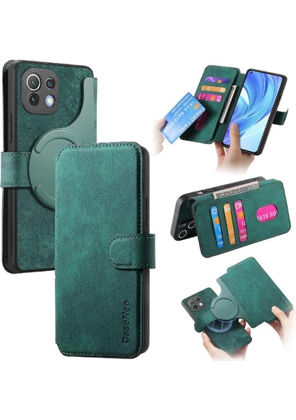 Xiaomi 11 Lite Için Flip Case Retro Cüzdan Kart Standı Mıknatıs Koruyucu (Yurt Dışından)