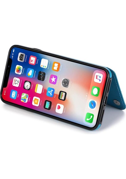 IPhone Xr Desen Çiçek Çift Düğmeler Için Kart Tutucu Kılıf ile Cüzdan (Yurt Dışından)