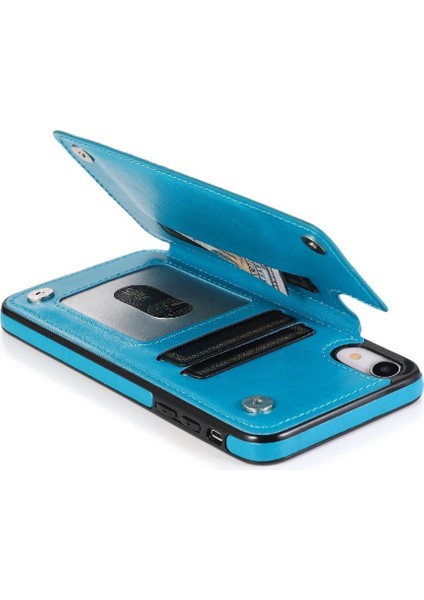 IPhone Xr Desen Çiçek Çift Düğmeler Için Kart Tutucu Kılıf ile Cüzdan (Yurt Dışından)