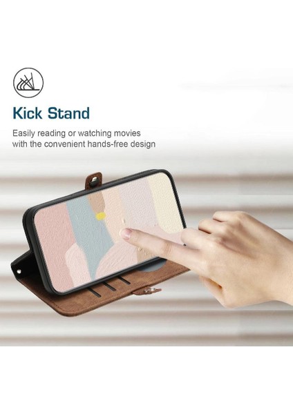 Kart Yuvası Standı ile IPhone 16 Pro Pu Deri Manyetik Kapatma Için Kılıf (Yurt Dışından)