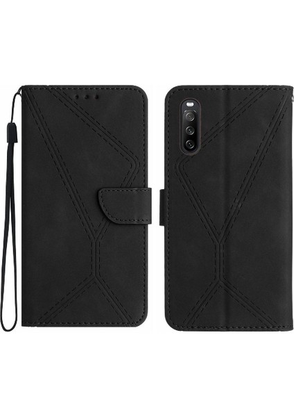 Sony Xperia 10 Vı Dikiş Için Flip Case Kabartmalı Yüksek Kaliteli Tpu Yumuşak (Yurt Dışından)