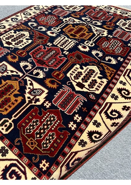 El Dokuma Koyu Lacivert Yörük Halısı 190X246 Yün Salon Halısı fırsatları