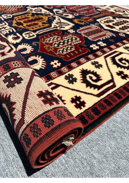 El Dokuma Koyu Lacivert Yörük Halısı 190X246 Yün Salon Halısı indirimleri