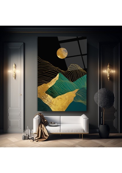 Gold Desenler Cam Tablo | Hediyelik, Dekoratif, Ofis, Mutfak