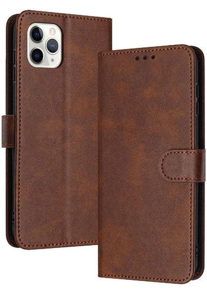 Kart Yuvası ile IPhone 11 Pro Max Saf Renk Pu Deri Için Flip Case (Yurt Dışından)