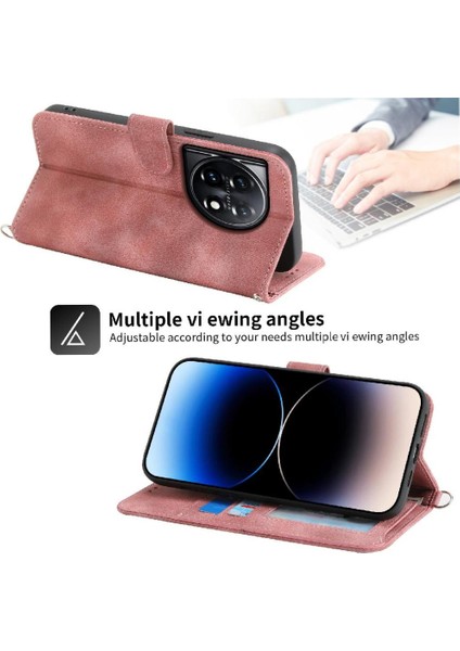 Oneplus 11 Için Flip Case Kabartmalı Çoklu Kredi Kartı Yuvaları Darbeye (Yurt Dışından)