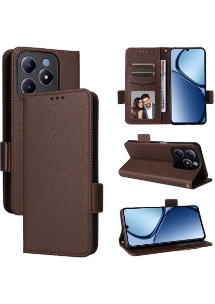 Realme C63 4g Için Flip Case Pu Deri Cüzdan Manyetik Yan Toka Kartı (Yurt Dışından)