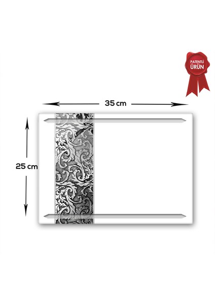 Kanallı Cam Kesme Tahtası - Cam Kesme Tablası | Ornament Beyaz Fon | 25cm x 35cm | Patentli Ürün fiyatları