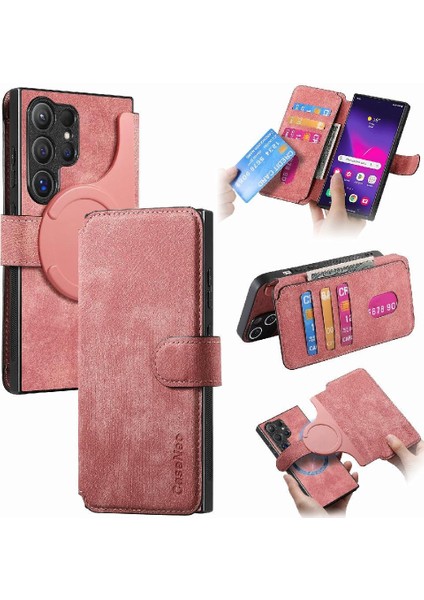 Samsung Galaxy S24 Ultra Cüzdan Mıknatıs Koruyucu Malzeme Için Flip Case (Yurt Dışından)