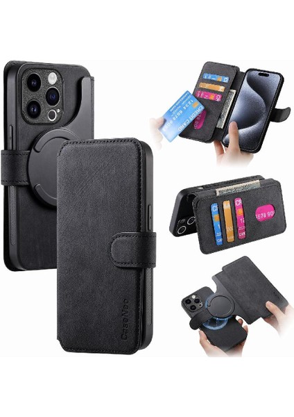 IPhone 15 Için Flip Case Pro Retro Kart Standı Cüzdan Mıknatıs Koruyucu (Yurt Dışından)