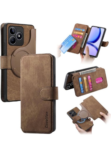 Realme C53 Mıknatıs Koruyucu Malzeme Için Flip Case Cüzdan Retro Kart Standı (Yurt Dışından)