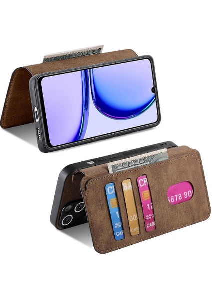 Realme C53 Mıknatıs Koruyucu Malzeme Için Flip Case Cüzdan Retro Kart Standı (Yurt Dışından) fırsatları