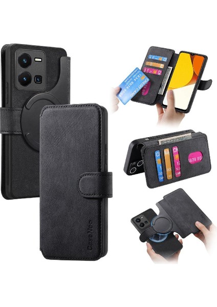Vıvo Y35 4g Kart Standı Için Flip Case Retro Mıknatıs Koruyucu Malzeme Cüzdan (Yurt Dışından)