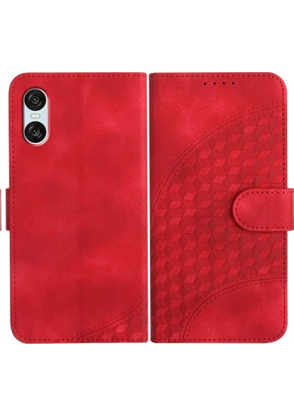 Sony Xperia 10 Vı Darbeye Deri Kılıf Için Flip Case Geometrik Desen (Yurt Dışından)