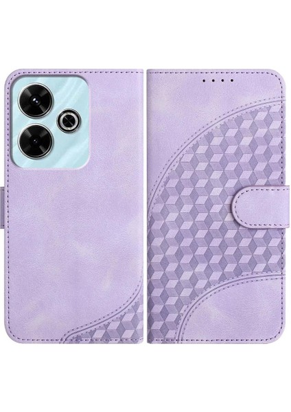Xiaomi Redmi 13 Için Flip Case Geometrik Desen Darbeye Deri Kılıf Pu (Yurt Dışından)