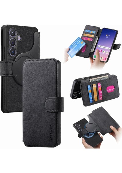 Samsung Galaxy S24 Artı Retro Kart Standı Cüzdan Mıknatıs Için Flip Case (Yurt Dışından)