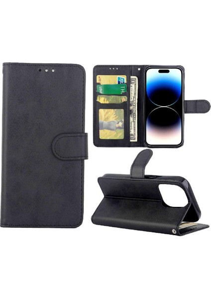 IPhone 14 Için Filp Durumda Pro Tam Koruma Kartı Tutucu Kickstand Pu (Yurt Dışından)