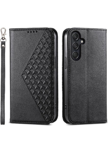 BDT Boutique Samsung Galaxy M55 Günlük Kullanım Için Flip Case Standı Cüzdan El Kayışı Eşkenar Dörtgen (Yurt Dışından)