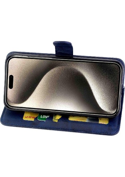 IPhone 15 Için Filp Durumda Pro Max Kickstand Pu Deri Kart Tutucu Manyetik (Yurt Dışından)